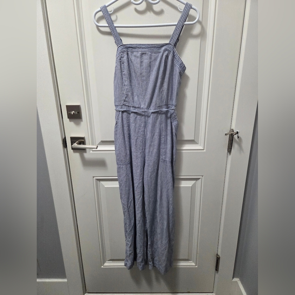 Striped Linen Blend Jumpsuit